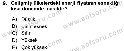 Dünya Ekonomisi Dersi Ara Sınavı Deneme Sınav Soruları 9. Soru