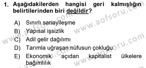 Dünya Ekonomisi Dersi 2016 - 2017 Yılı (Final) Dönem Sonu Sınav Soruları 1. Soru