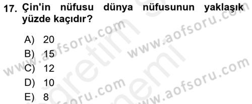 Dünya Ekonomisi Dersi 2016 - 2017 Yılı (Final) Dönem Sonu Sınav Soruları 17. Soru
