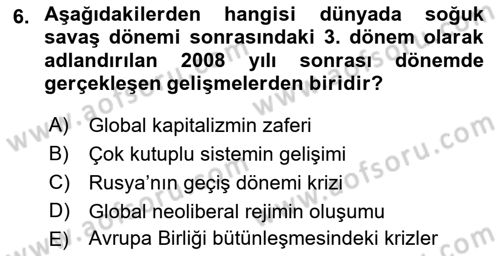 Dünya Ekonomisi Dersi 2016 - 2017 Yılı (Final) Dönem Sonu Sınav Soruları 6. Soru