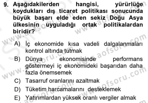 Dünya Ekonomisi Dersi 2016 - 2017 Yılı (Final) Dönem Sonu Sınav Soruları 9. Soru