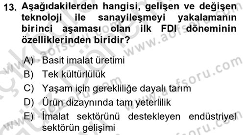 Dünya Ekonomisi Dersi 2017 - 2018 Yılı (Vize) Ara Sınav Soruları 13. Soru