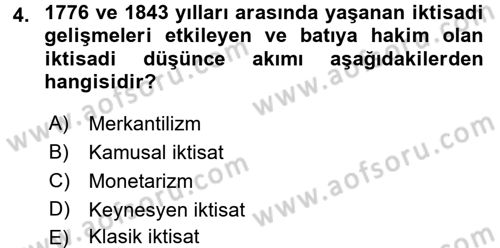 Dünya Ekonomisi Dersi 2017 - 2018 Yılı (Vize) Ara Sınav Soruları 4. Soru