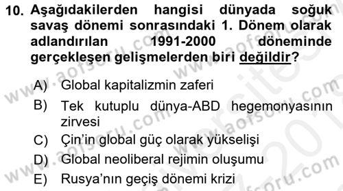 Dünya Ekonomisi Dersi 2017 - 2018 Yılı (Final) Dönem Sonu Sınav Soruları 10. Soru