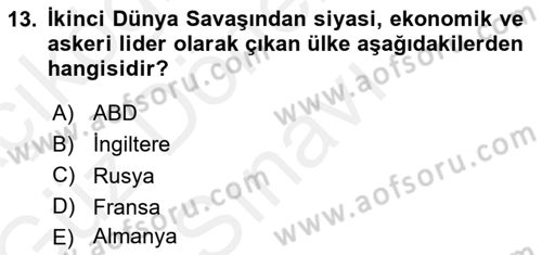 Dünya Ekonomisi Dersi 2017 - 2018 Yılı (Final) Dönem Sonu Sınav Soruları 13. Soru