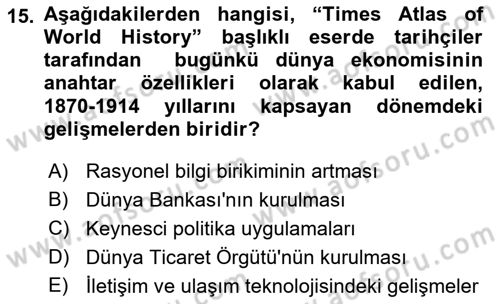 Dünya Ekonomisi Dersi 2018 - 2019 Yılı 3 Ders Sınav Soruları 15. Soru