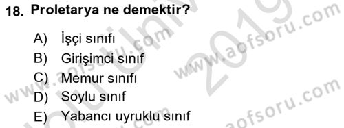 Dünya Ekonomisi Dersi 2018 - 2019 Yılı 3 Ders Sınav Soruları 18. Soru