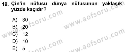 Dünya Ekonomisi Dersi 2018 - 2019 Yılı 3 Ders Sınav Soruları 19. Soru