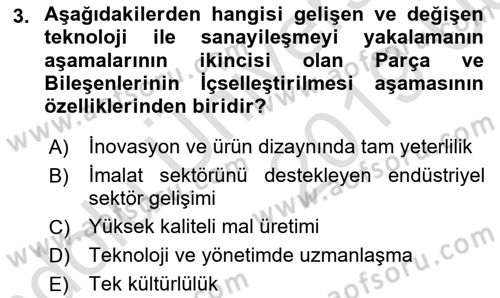 Dünya Ekonomisi Dersi 2018 - 2019 Yılı 3 Ders Sınav Soruları 3. Soru