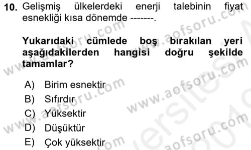 Dünya Ekonomisi Dersi Ara Sınavı Deneme Sınav Soruları 10. Soru
