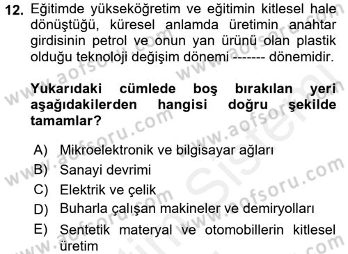Dünya Ekonomisi Dersi Ara Sınavı Deneme Sınav Soruları 12. Soru