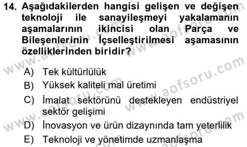 Dünya Ekonomisi Dersi 2018 - 2019 Yılı (Vize) Ara Sınav Soruları 14. Soru