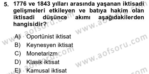 Dünya Ekonomisi Dersi 2018 - 2019 Yılı (Vize) Ara Sınav Soruları 5. Soru