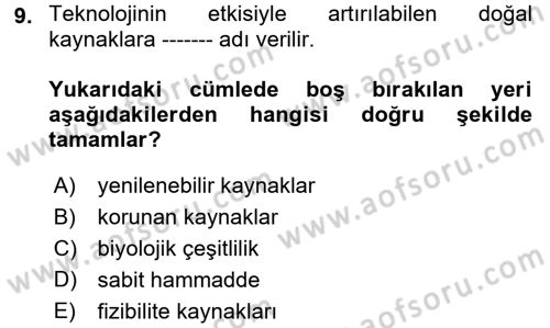 Dünya Ekonomisi Dersi 2018 - 2019 Yılı (Vize) Ara Sınav Soruları 9. Soru