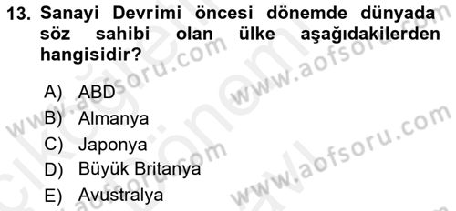 Dünya Ekonomisi Dersi 2018 - 2019 Yılı (Final) Dönem Sonu Sınav Soruları 13. Soru