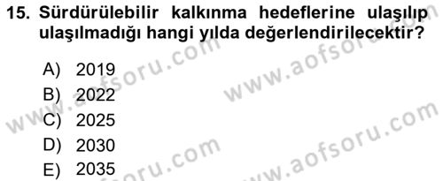 Dünya Ekonomisi Dersi 2018 - 2019 Yılı (Final) Dönem Sonu Sınav Soruları 15. Soru