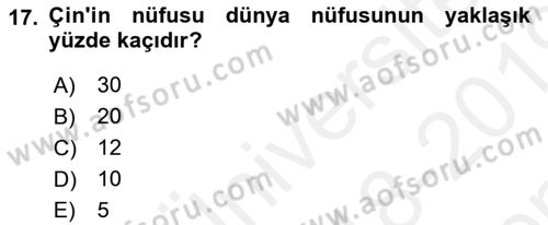 Dünya Ekonomisi Dersi 2018 - 2019 Yılı (Final) Dönem Sonu Sınav Soruları 17. Soru