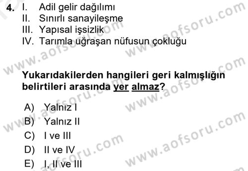 Dünya Ekonomisi Dersi 2018 - 2019 Yılı (Final) Dönem Sonu Sınav Soruları 4. Soru