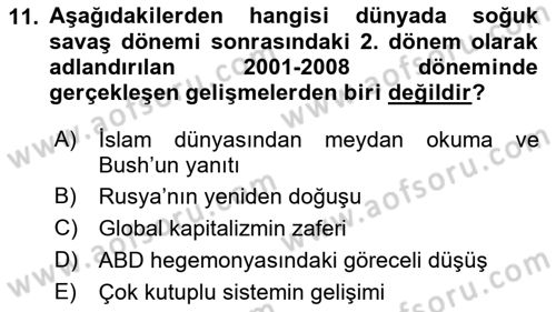Dünya Ekonomisi Dersi 2018 - 2019 Yılı Yaz Okulu Sınav Soruları 11. Soru