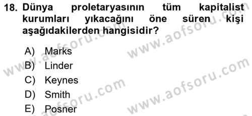Dünya Ekonomisi Dersi 2018 - 2019 Yılı Yaz Okulu Sınav Soruları 18. Soru