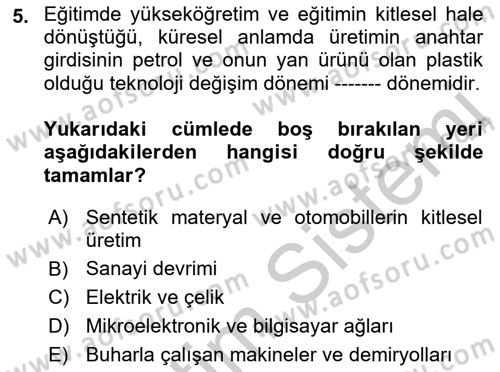 Dünya Ekonomisi Dersi 2018 - 2019 Yılı Yaz Okulu Sınav Soruları 5. Soru