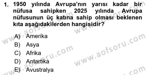 Dünya Ekonomisi Dersi 2019 - 2020 Yılı (Vize) Ara Sınav Soruları 1. Soru