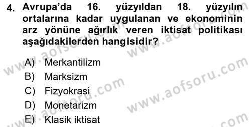 Dünya Ekonomisi Dersi 2019 - 2020 Yılı (Vize) Ara Sınav Soruları 4. Soru