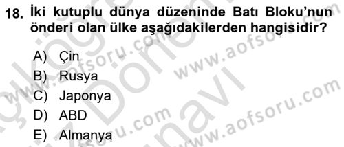 Dünya Ekonomisi Dersi 2019 - 2020 Yılı (Final) Dönem Sonu Sınav Soruları 18. Soru