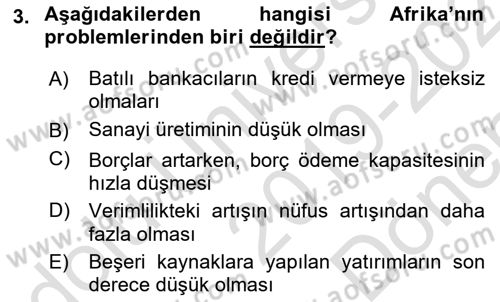 Dünya Ekonomisi Dersi 2019 - 2020 Yılı (Final) Dönem Sonu Sınav Soruları 3. Soru