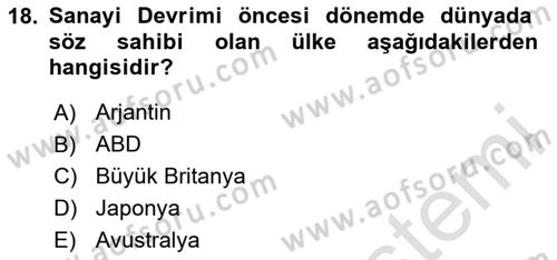 Dünya Ekonomisi Dersi 2020 - 2021 Yılı Yaz Okulu Sınav Soruları 18. Soru