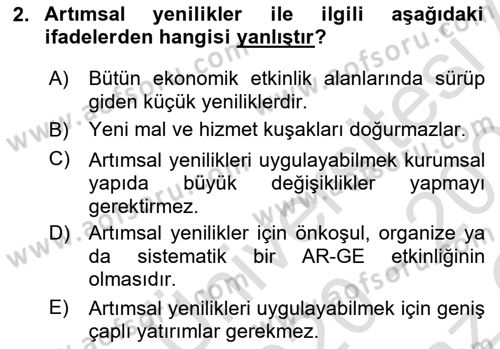 Dünya Ekonomisi Dersi 2020 - 2021 Yılı Yaz Okulu Sınav Soruları 2. Soru