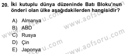 Dünya Ekonomisi Dersi 2020 - 2021 Yılı Yaz Okulu Sınav Soruları 20. Soru