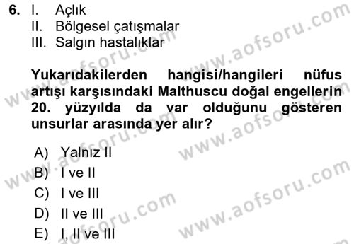 Dünya Ekonomisi Dersi 2020 - 2021 Yılı Yaz Okulu Sınav Soruları 6. Soru