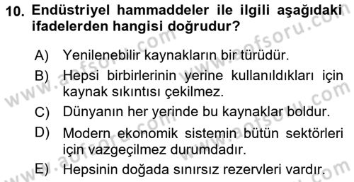 Dünya Ekonomisi Dersi 2021 - 2022 Yılı (Vize) Ara Sınav Soruları 10. Soru