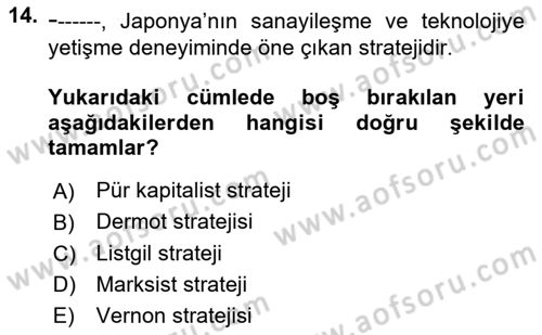 Dünya Ekonomisi Dersi Ara Sınavı Deneme Sınav Soruları 14. Soru