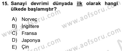 Dünya Ekonomisi Dersi Ara Sınavı Deneme Sınav Soruları 15. Soru