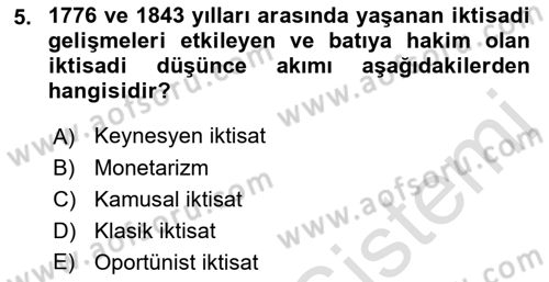 Dünya Ekonomisi Dersi 2021 - 2022 Yılı (Vize) Ara Sınav Soruları 5. Soru