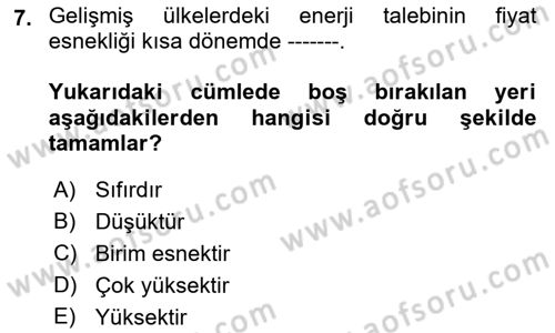 Dünya Ekonomisi Dersi 2021 - 2022 Yılı (Vize) Ara Sınav Soruları 7. Soru