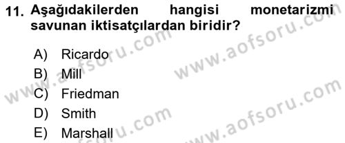 Dünya Ekonomisi Dersi 2021 - 2022 Yılı (Final) Dönem Sonu Sınav Soruları 11. Soru