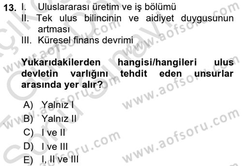 Dünya Ekonomisi Dersi 2021 - 2022 Yılı (Final) Dönem Sonu Sınav Soruları 13. Soru