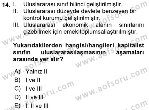Dünya Ekonomisi Dersi 2021 - 2022 Yılı (Final) Dönem Sonu Sınav Soruları 14. Soru