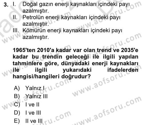 Dünya Ekonomisi Dersi 2021 - 2022 Yılı (Final) Dönem Sonu Sınav Soruları 3. Soru