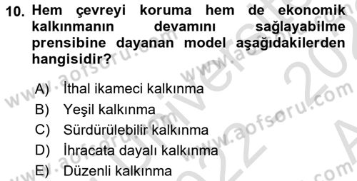 Dünya Ekonomisi Dersi 2022 - 2023 Yılı (Vize) Ara Sınav Soruları 10. Soru