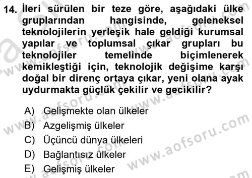 Dünya Ekonomisi Dersi Ara Sınavı Deneme Sınav Soruları 14. Soru