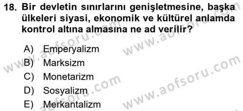 Dünya Ekonomisi Dersi 2022 - 2023 Yılı (Vize) Ara Sınav Soruları 18. Soru