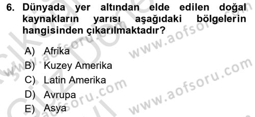 Dünya Ekonomisi Dersi 2022 - 2023 Yılı (Vize) Ara Sınav Soruları 6. Soru