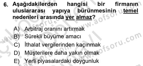 Dünya Ekonomisi Dersi 2022 - 2023 Yılı (Final) Dönem Sonu Sınav Soruları 6. Soru