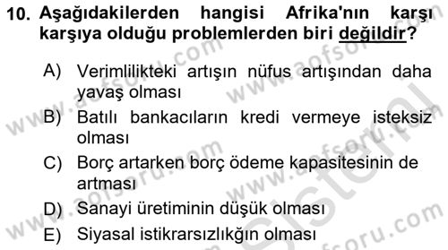 Dünya Ekonomisi Dersi 2022 - 2023 Yılı Yaz Okulu Sınav Soruları 10. Soru