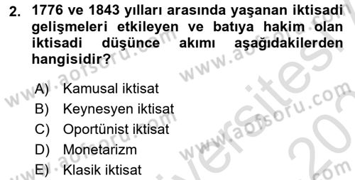 Dünya Ekonomisi Dersi 2022 - 2023 Yılı Yaz Okulu Sınav Soruları 2. Soru
