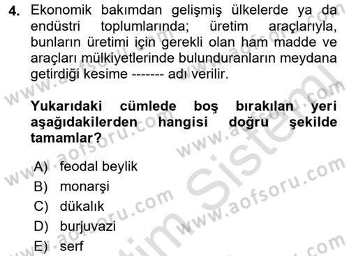 Dünya Ekonomisi Dersi 2022 - 2023 Yılı Yaz Okulu Sınav Soruları 4. Soru
